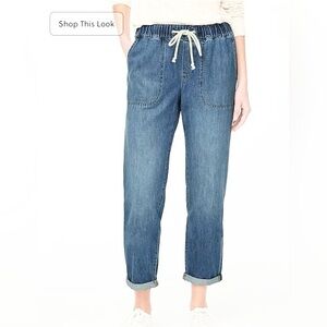 J. Crew High-Rise Relaxed Denim Jogger in Medium Blue